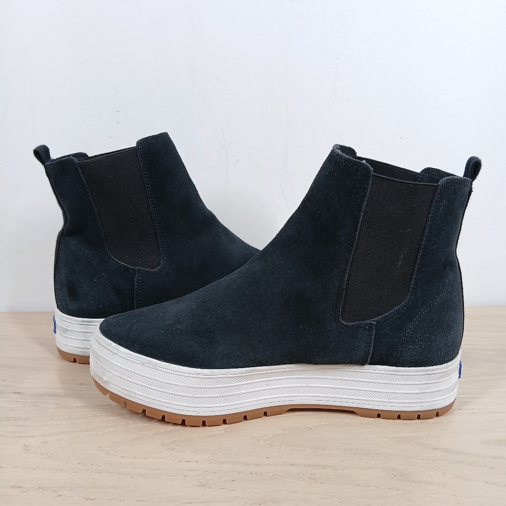 Keds Black Leather Triple Up Platform Chelsea Boots 1574 - Picture 4 of 11